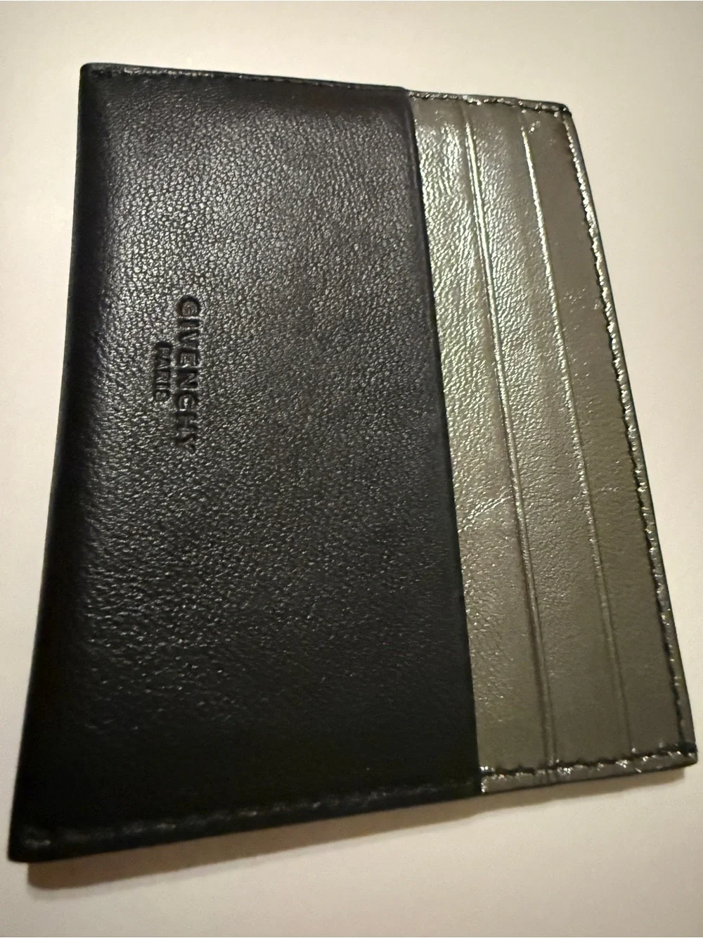 Givenchy 4G Embossed Leather Card Holder Black Silver